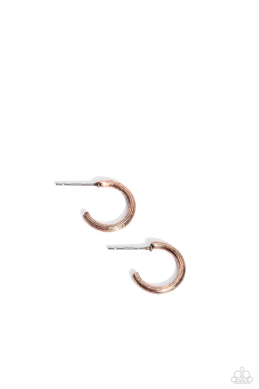 Paparazzi Earrings - Linear Lady - Copper