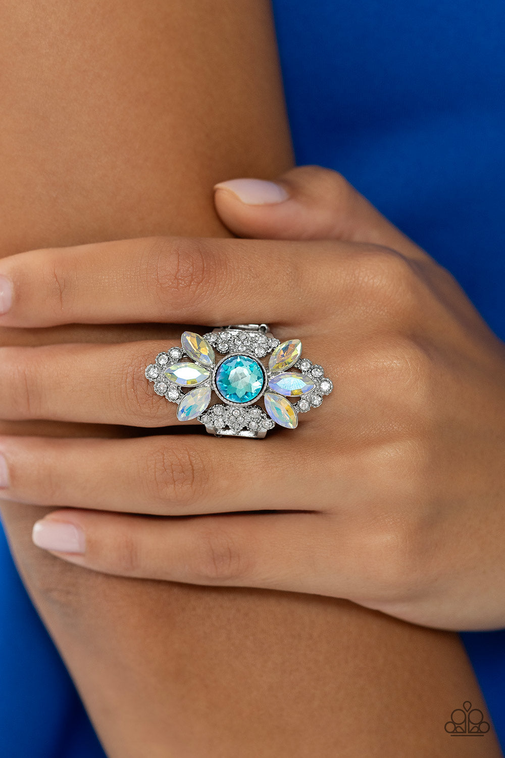 Paparazzi Rings - Glisten Here! - Blue - Life of the Party July 2023