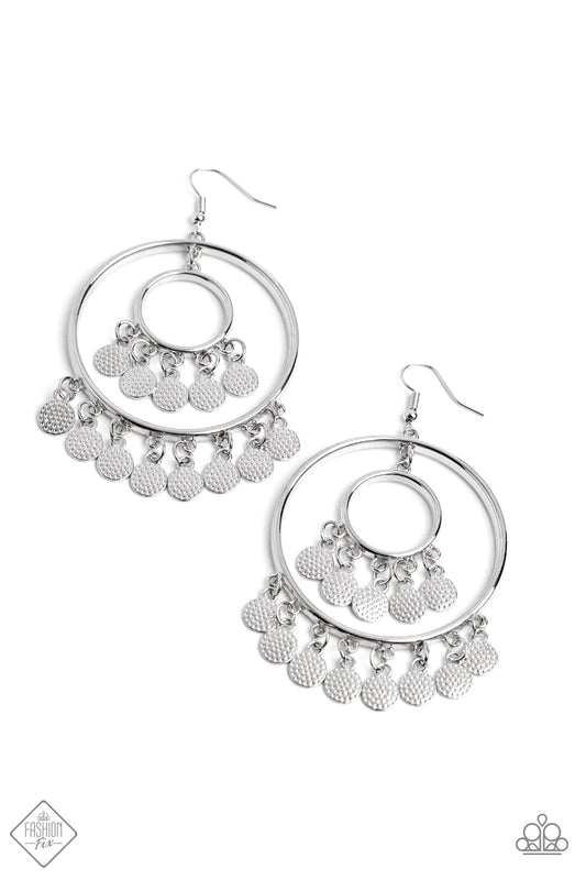 Paparazzi Earrings - Caviar Command - Silver