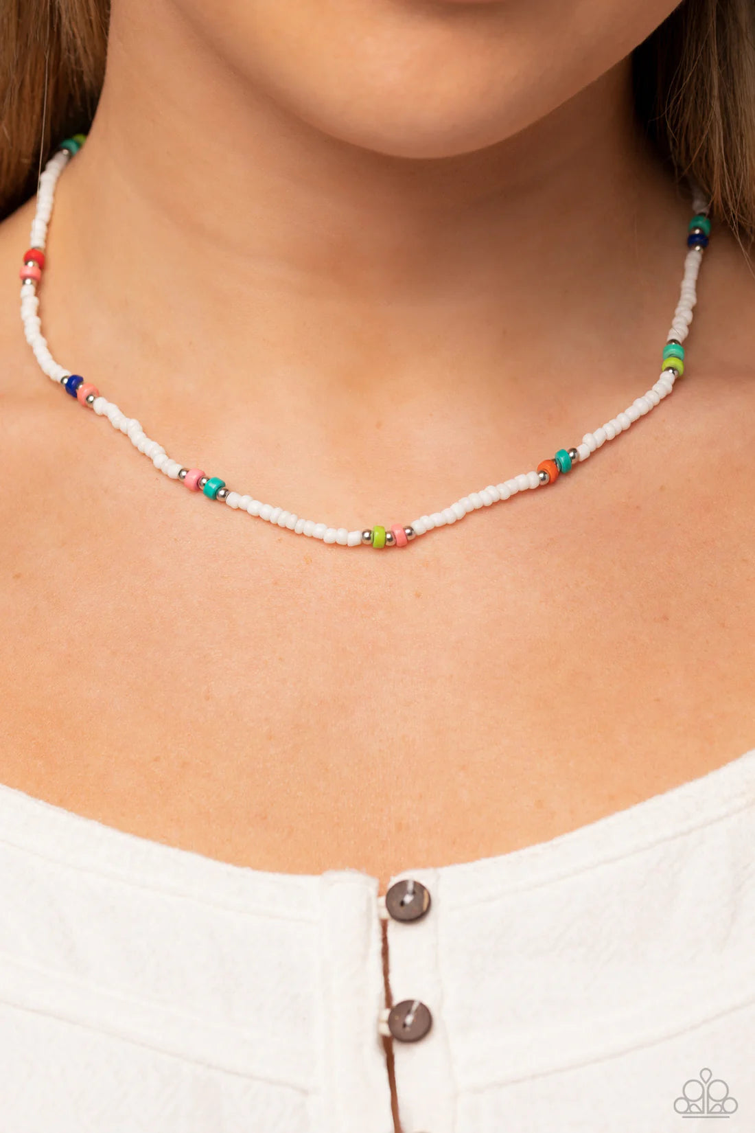 Paparazzi Necklaces - Tis the Sea-Sun - White