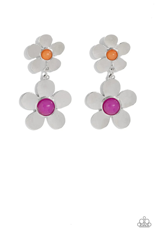 Paparazzi Earrings - Fashionable Florals - Pink