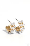 Paparazzi Earrings - White Collar Wardrobe - Gold