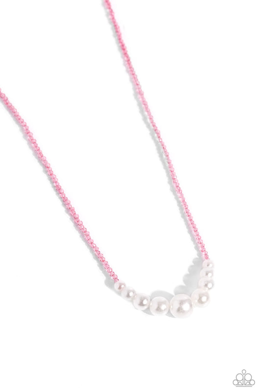 Paparazzi Necklaces - White Collar Whimsy - Pink