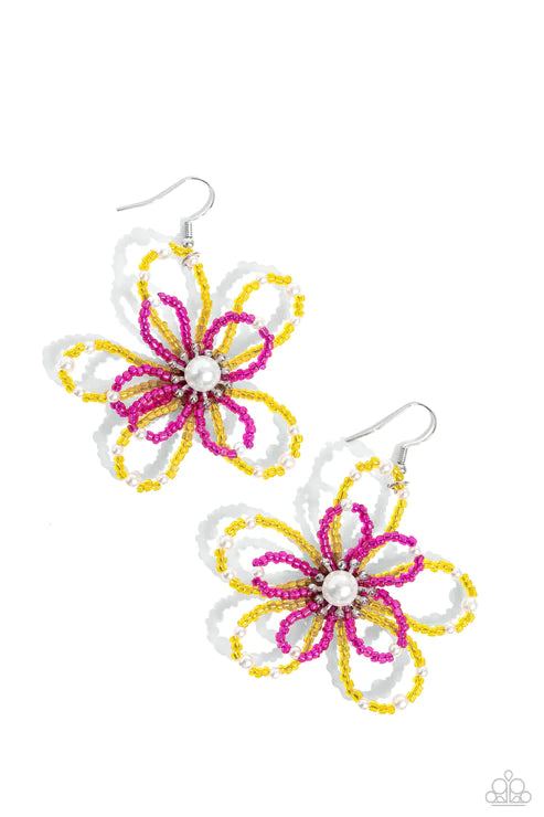 Paparazzi Earrings - Pearl Crush - Yellow