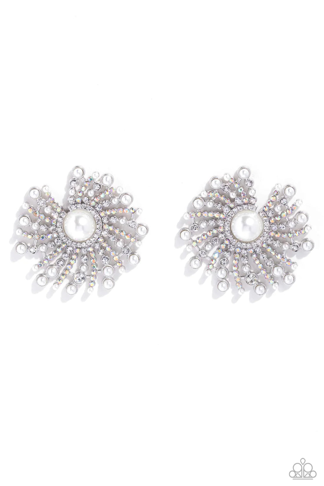 Paparazzi Earrings - Fancy Fireworks - White