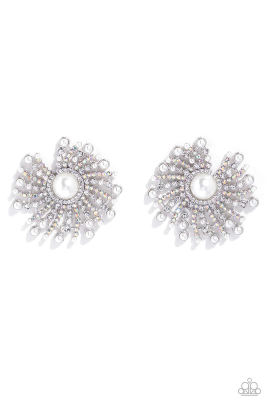 Paparazzi Earrings - Fancy Fireworks - White