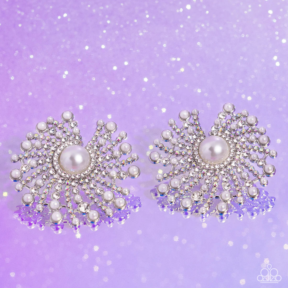 Paparazzi Earrings - Fancy Fireworks - White