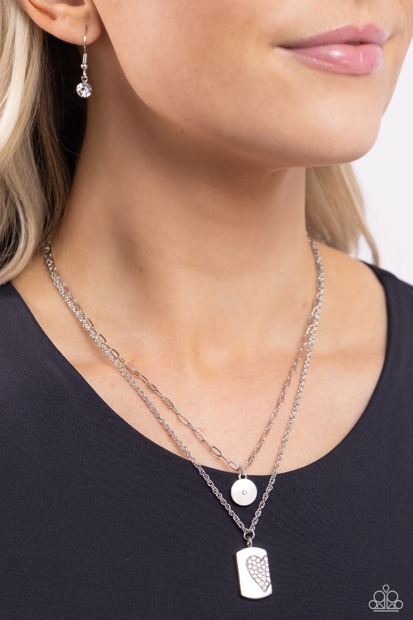 Paparazzi Necklaces - Half of My Heart - White