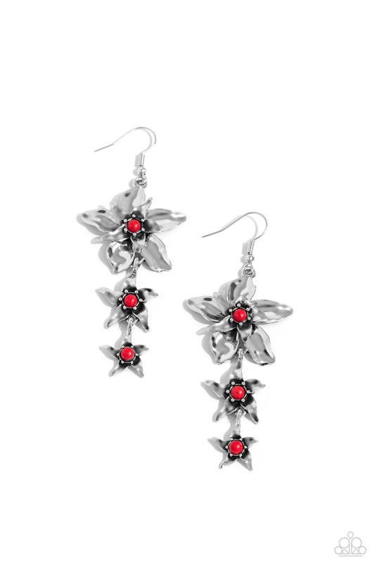 Paparazzi Earrings - Tapered Tiers - Red