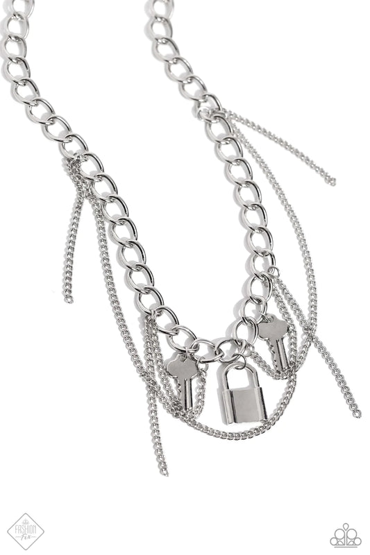 Paparazzi Necklaces - Against the Lock - Silver - Fashion Fix