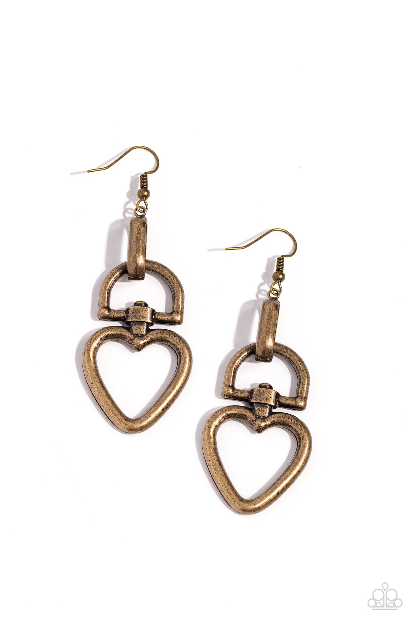 Paparazzi Earrings - Padlock Your Heart - Brass