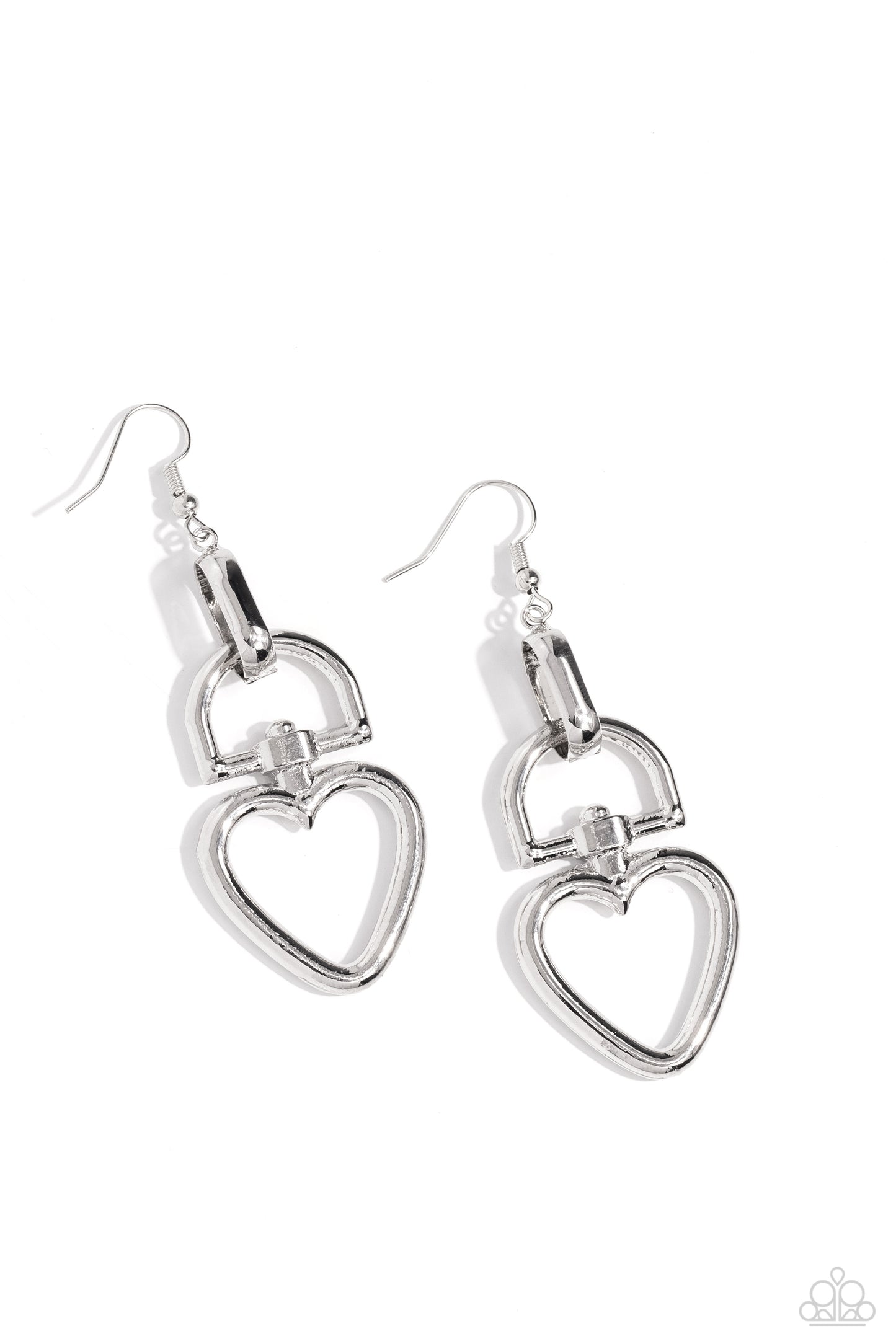 Paparazzi Earrings - Padlock Your Heart - Silver