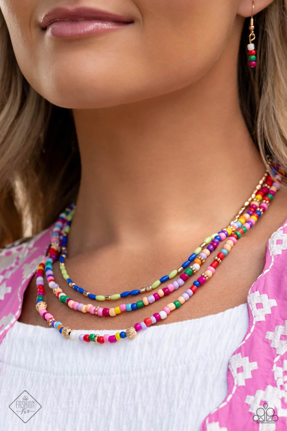 Paparazzi Necklaces - Multicolored Mashup - Gold - Fashion Fix