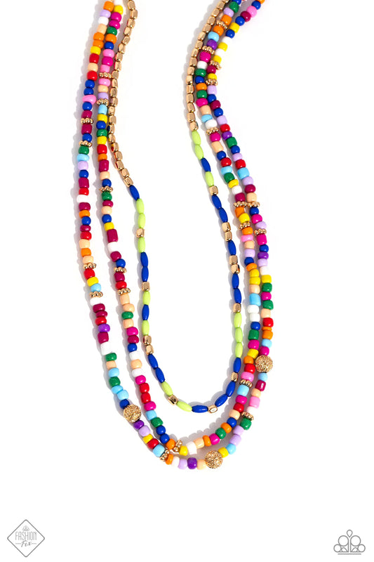 Paparazzi Necklaces - Multicolored Mashup - Gold - Fashion Fix