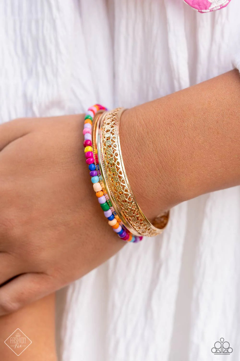 Paparazzi Bracelets - Multicolored Medley - Gold - Fashion Fix