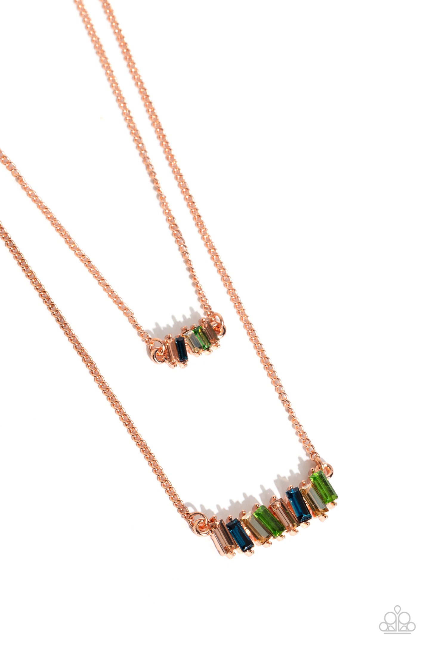 Paparazzi Necklaces - Easygoing Emeralds - Copper