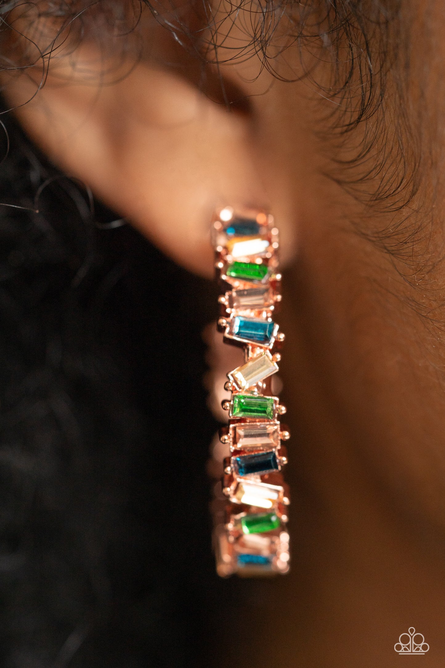 Paparazzi Earrings - Effortless Emeralds - Copper