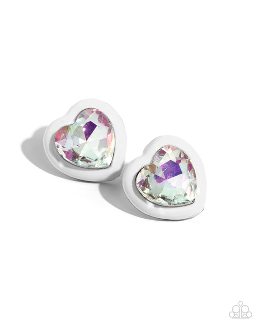 Paparazzi Earrings - Heartfelt Haute - White