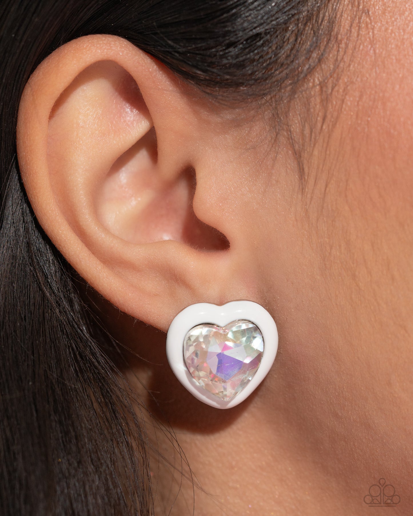 Paparazzi Earrings - Heartfelt Haute - White