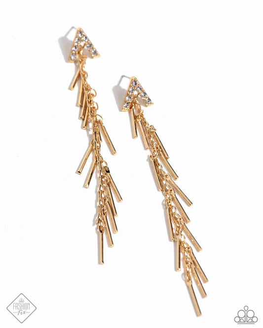 Paparazzi Earrings - Linear Landmark - Gold - Fashion Fix