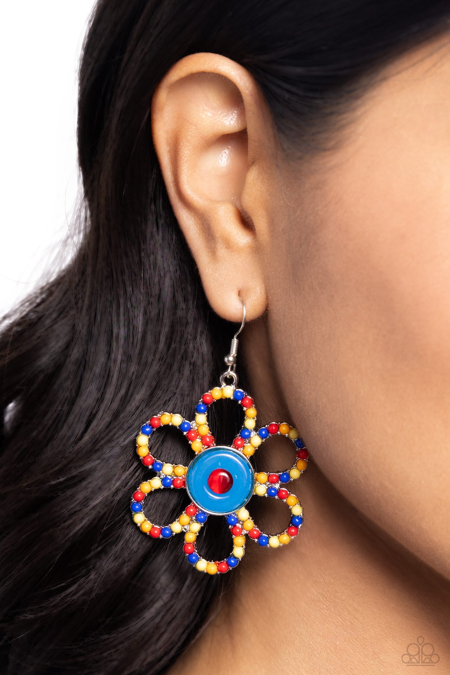 Paparazzi Earrings - FLOWER Forward - Red