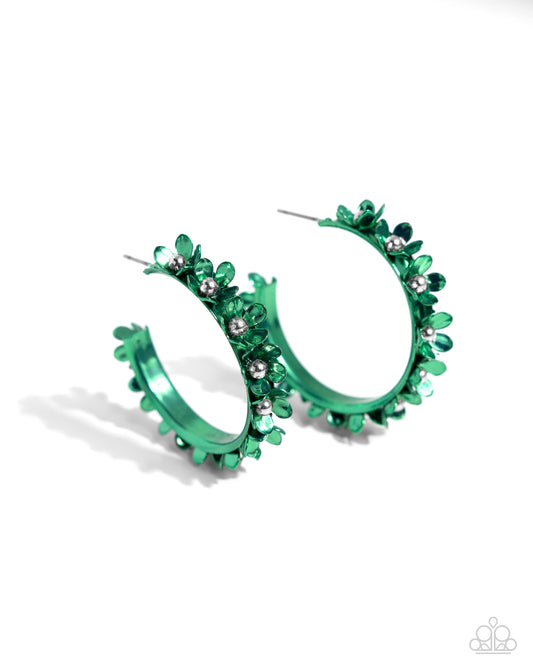 Paparazzi PREORDER Earrings - Fashionable Flower Crown - Green