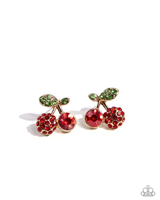 Paparazzi Earrings - Cherry Candidate - Gold