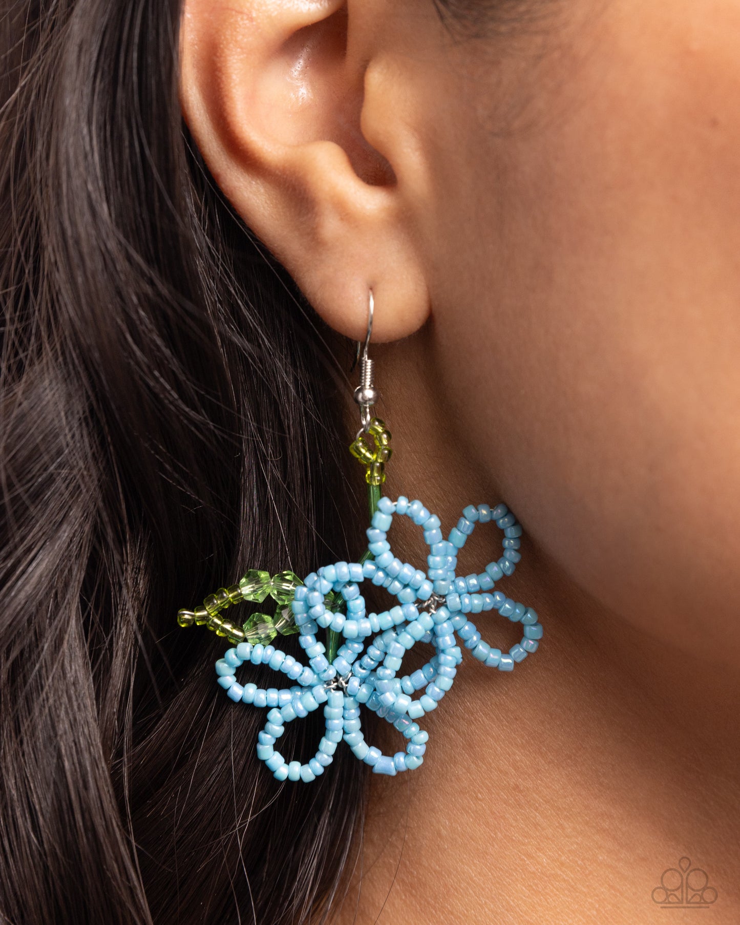 Paparazzi Earrings - Beaded Blooms - Blue