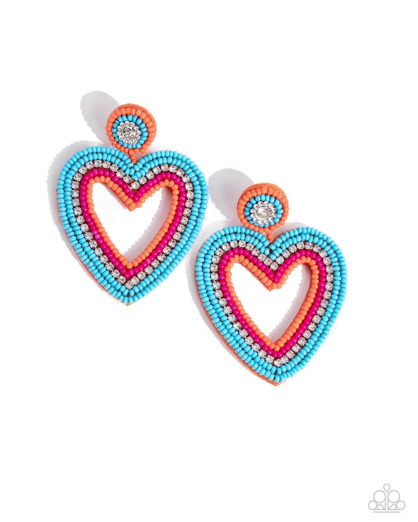 Paparazzi Earrings - Headfirst Heart - Orange