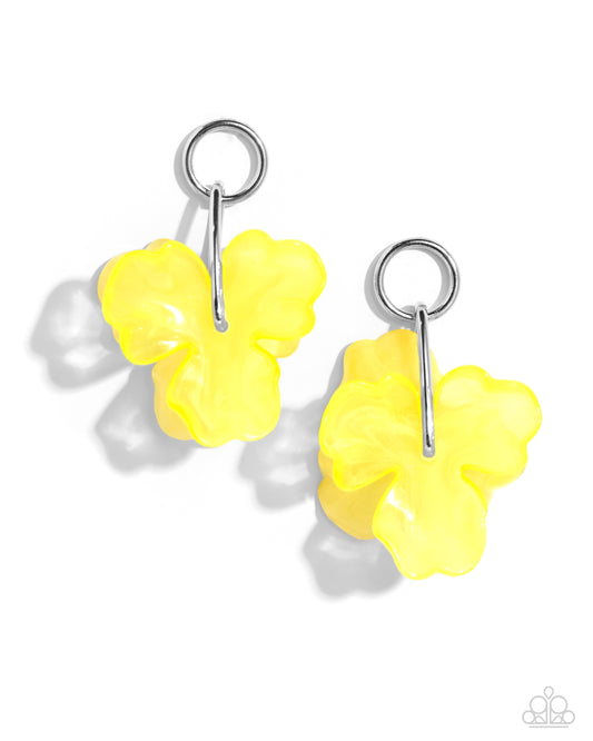 Paparazzi Earrings - Glassy Garden - Yellow