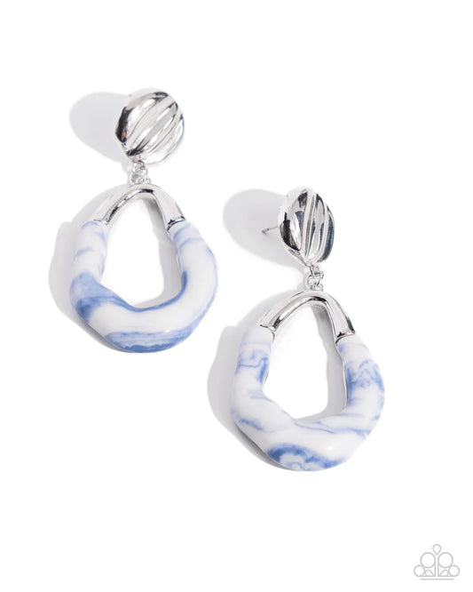 Paparazzi Earrings - High-Sheen Swirls - Blue