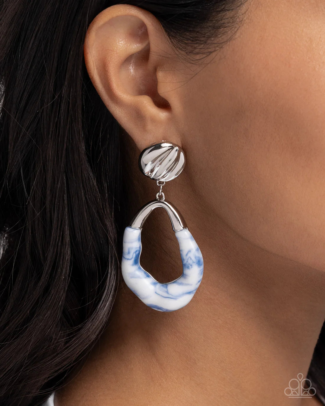 Paparazzi Earrings - High-Sheen Swirls - Blue