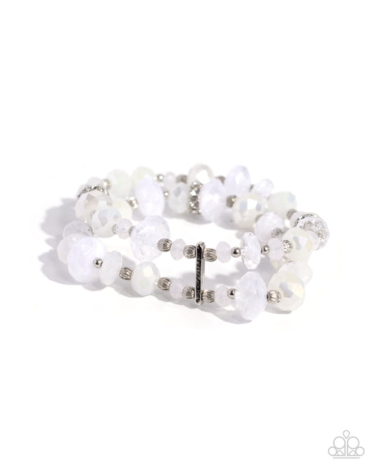 Paparazzi Bracelets - Faceted Fairy Tale - White