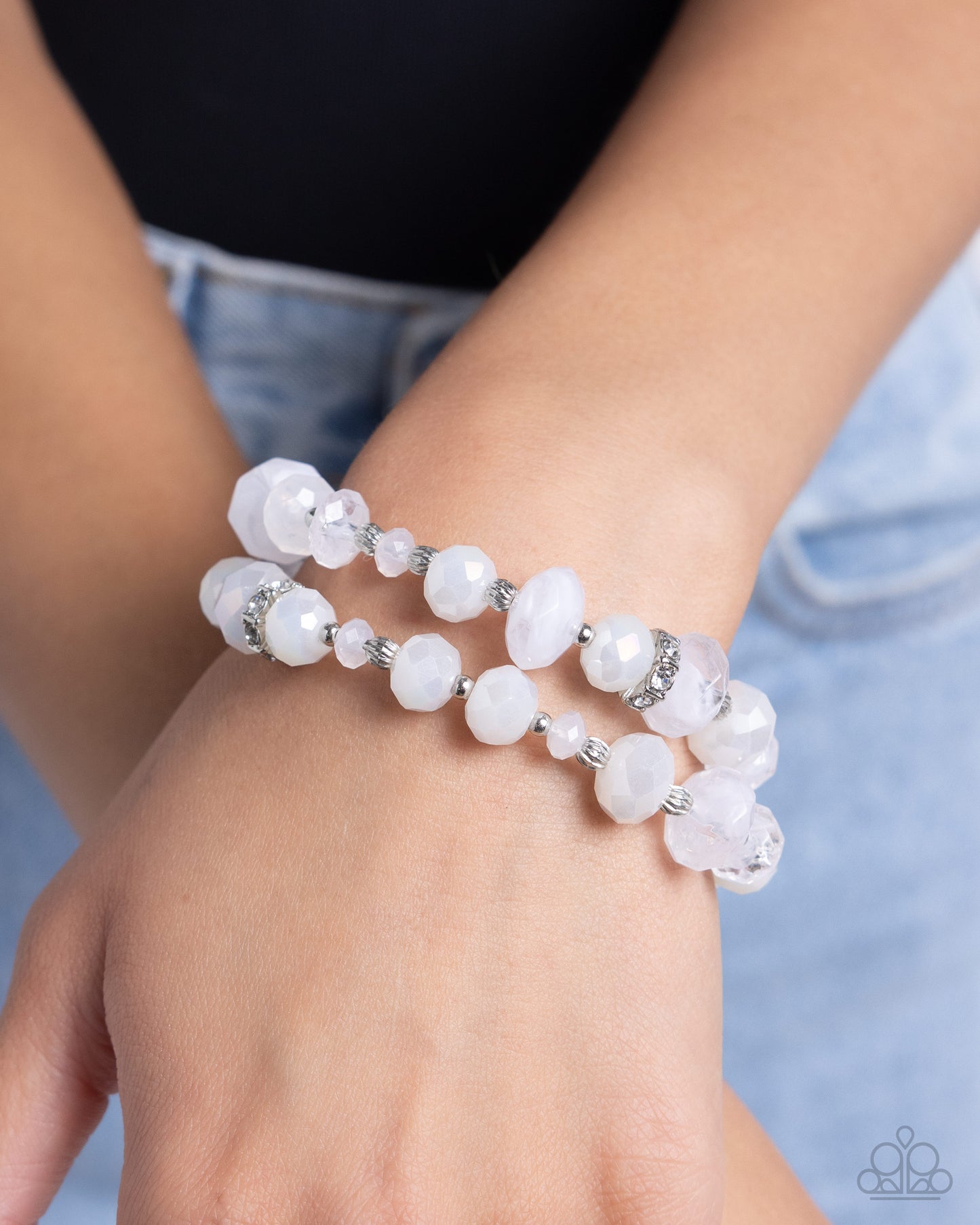 Paparazzi Bracelets - Faceted Fairy Tale - White