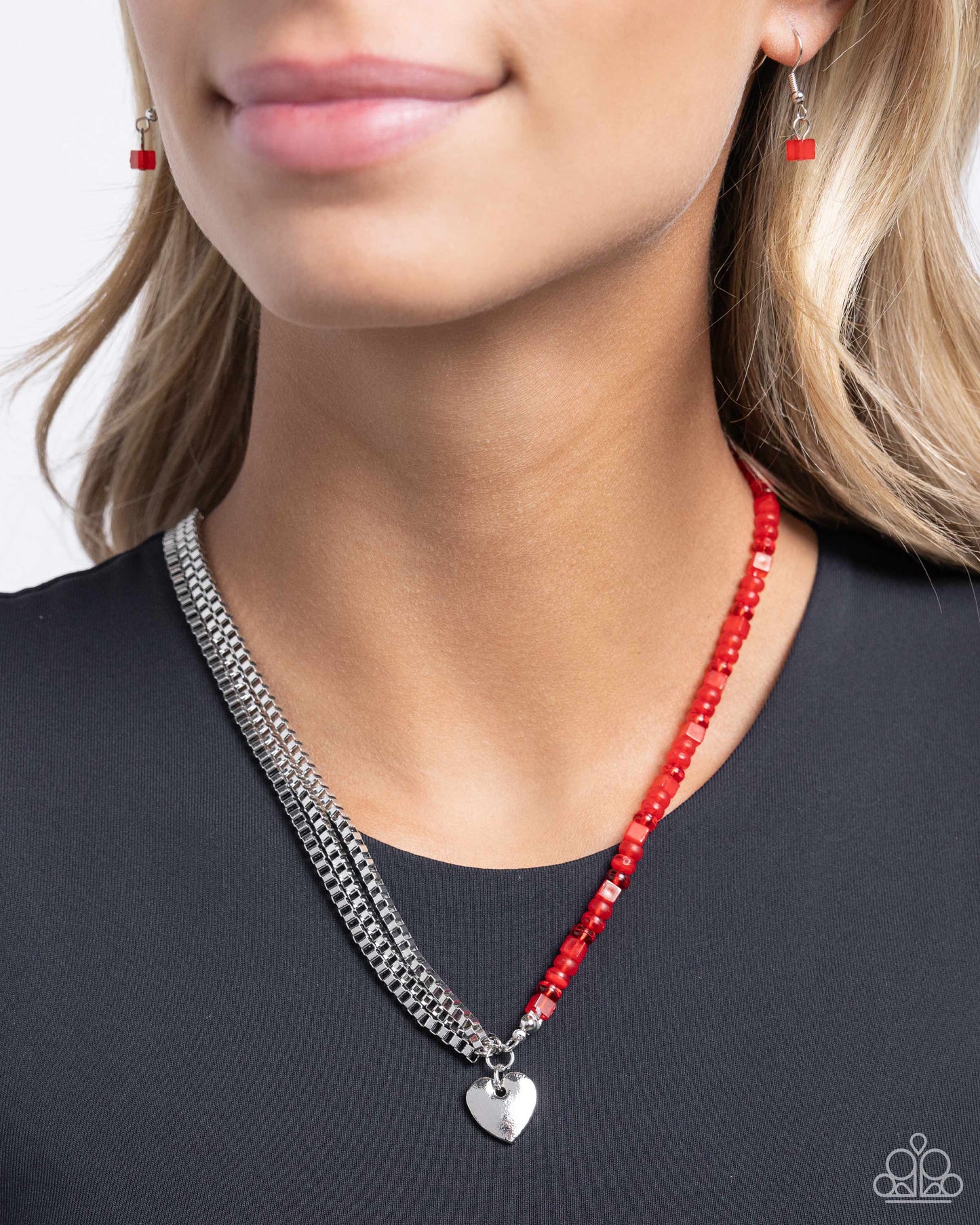 Paparazzi Necklaces - Squared Sweetheart - Red