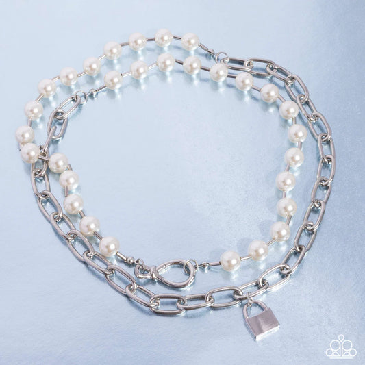 Paparazzi Necklaces - Infinite Industry - White - Life of the Party - August 2024