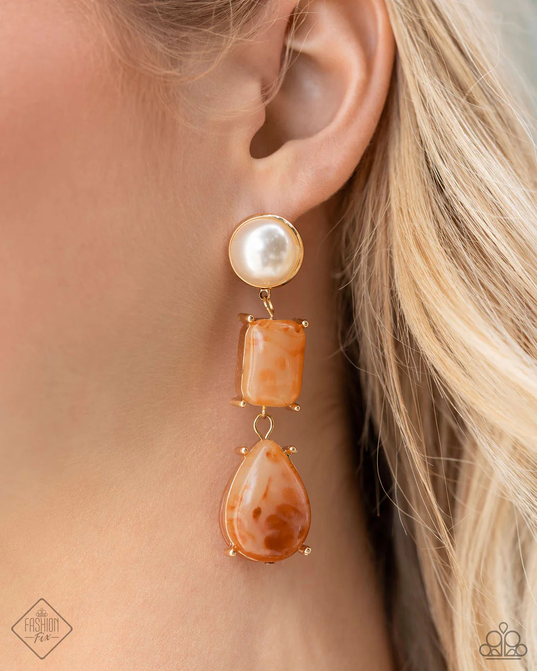 Paparazzi Earrings - Marbled Masterpiece - Orange - Fashion Fix