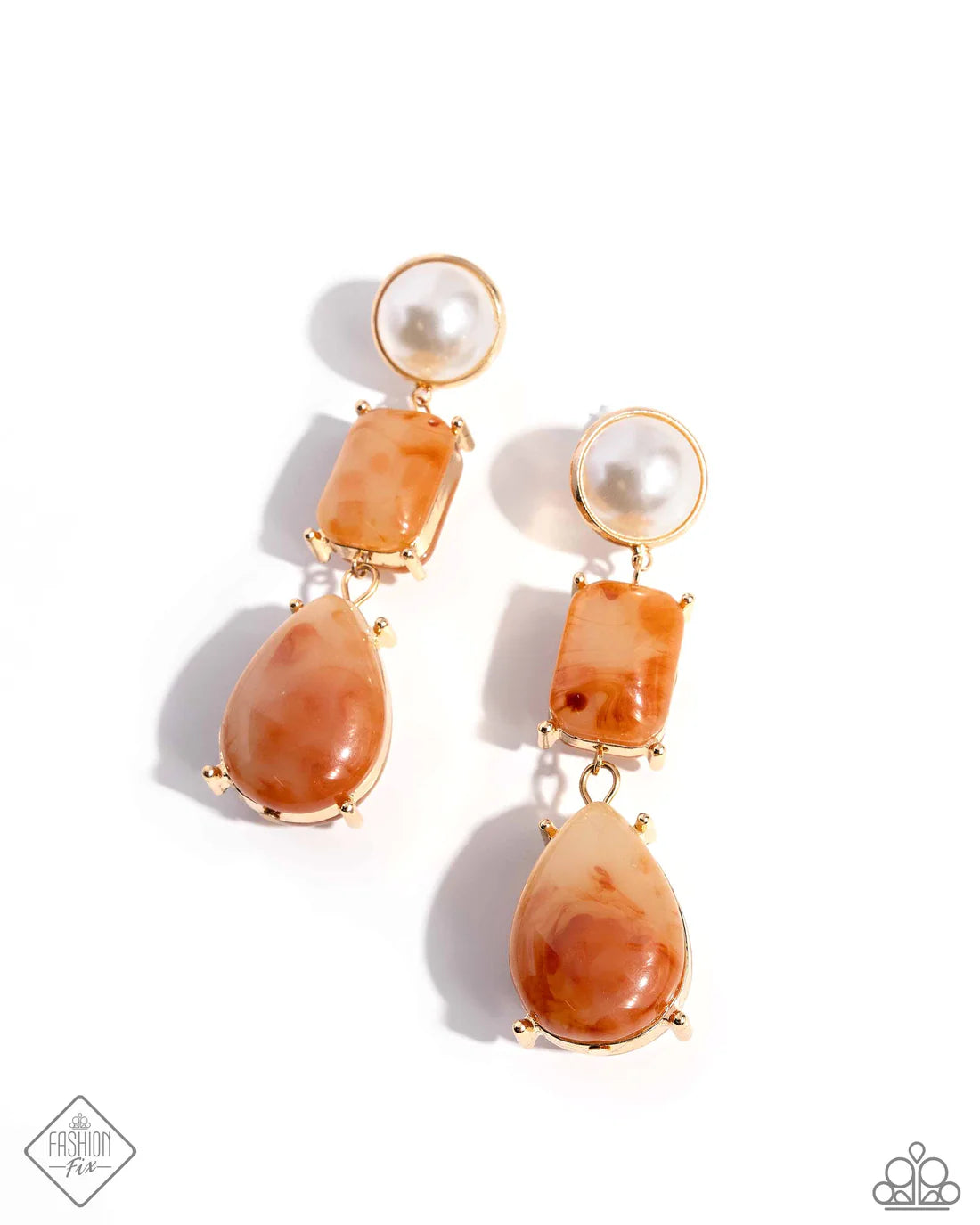 Paparazzi Earrings - Marbled Masterpiece - Orange - Fashion Fix