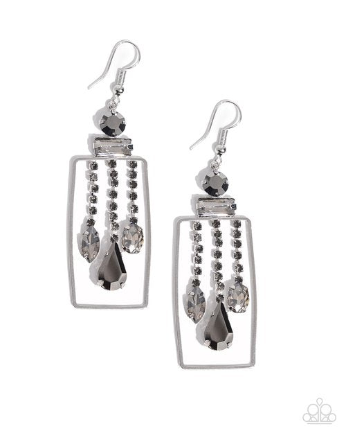 Paparazzi PREORDER Earrings - Framed Feature - Silver