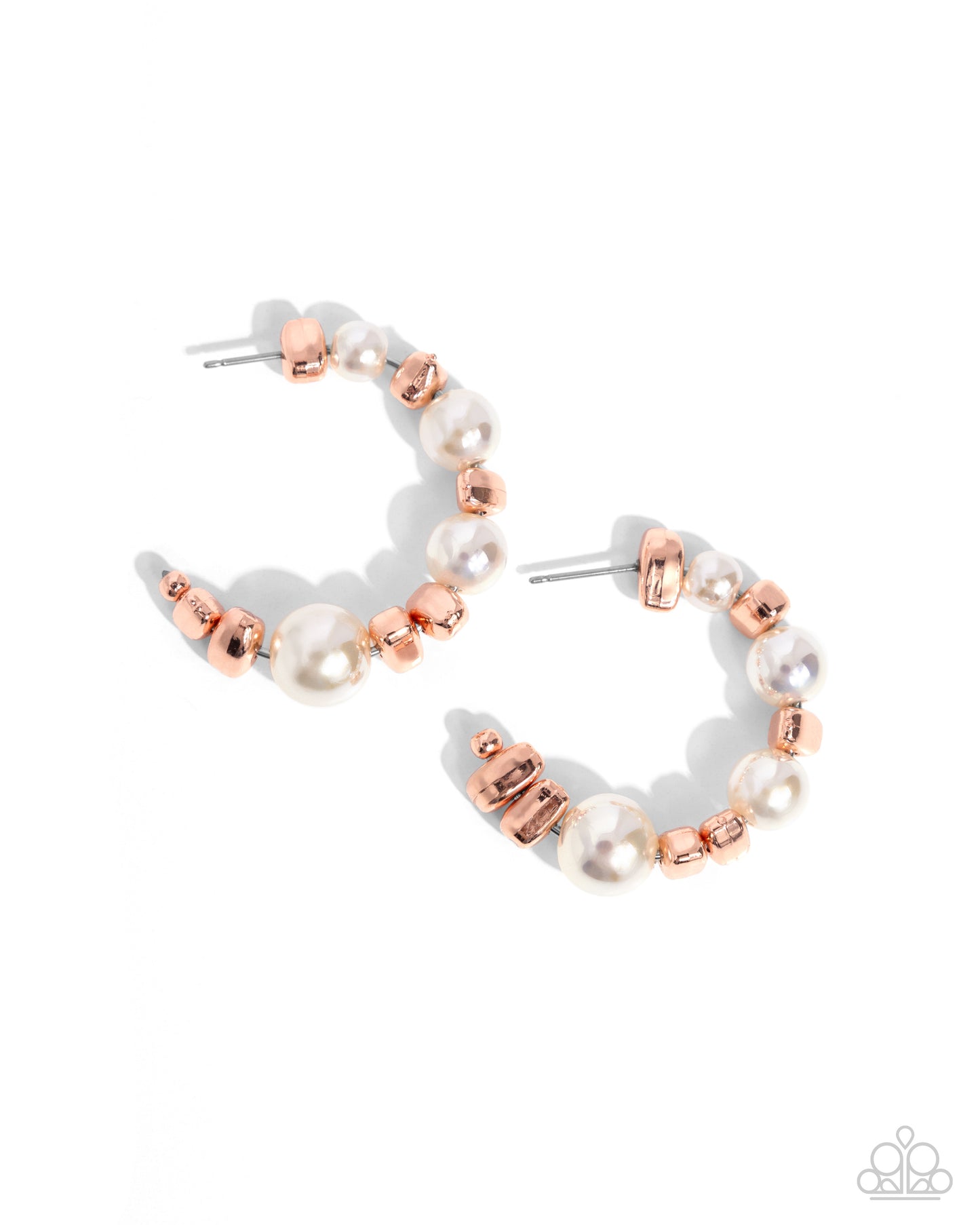 Paparazzi Earrings - Playful Pearls - Copper