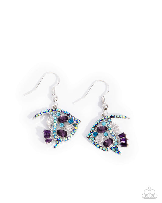 Paparazzi Earrings - Fancy Free Fish - Purple