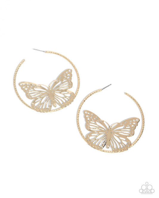 Paparazzi Earrings - Aerial Alias - Gold