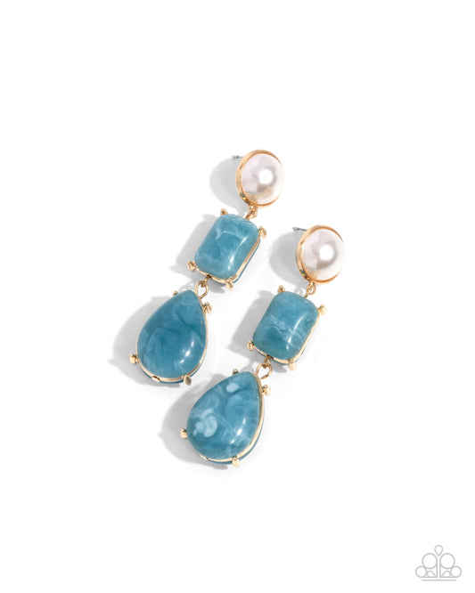 Paparazzi Earrings - Marbled Masterpiece - Blue