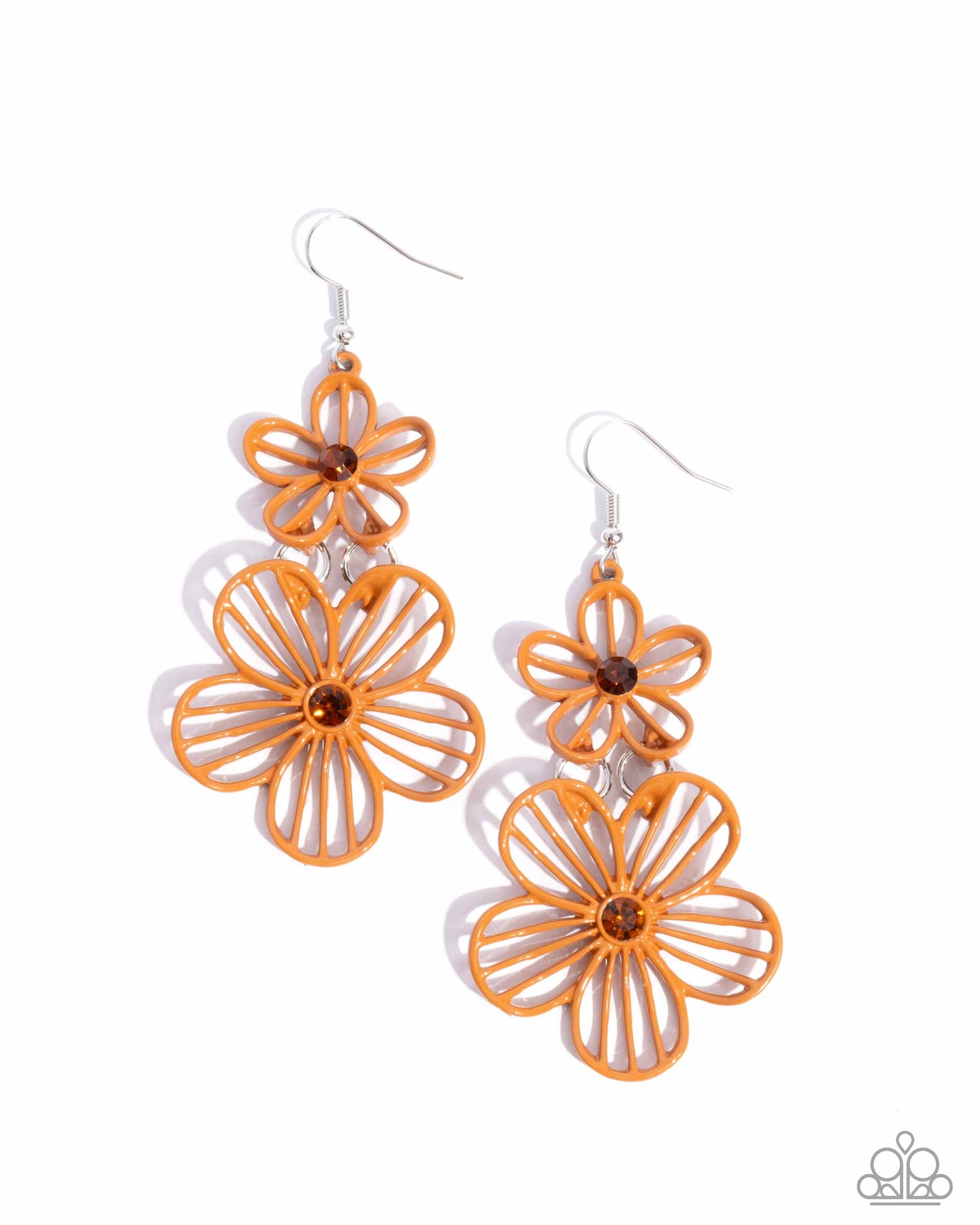 Paparazzi Earrings - Textured Tiers - Orange