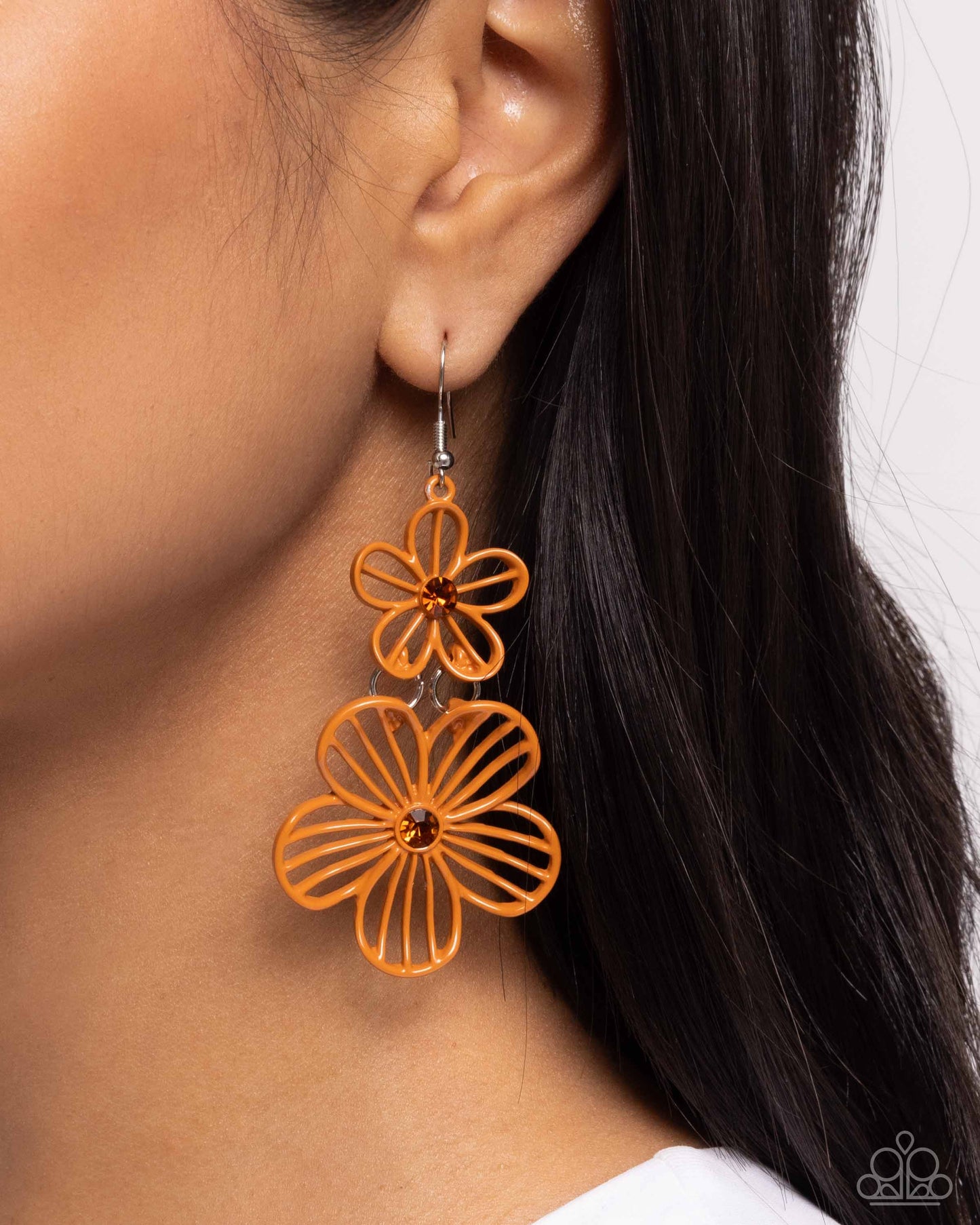 Paparazzi Earrings - Textured Tiers - Orange