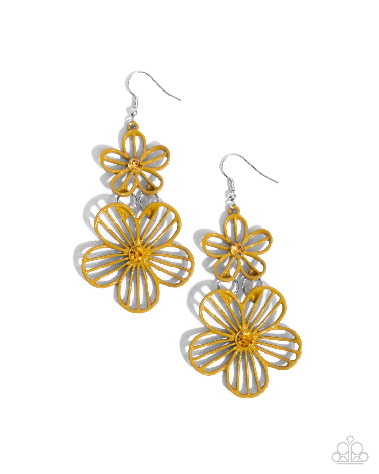 Paparazzi Earrings - Textured Tiers - Yellow