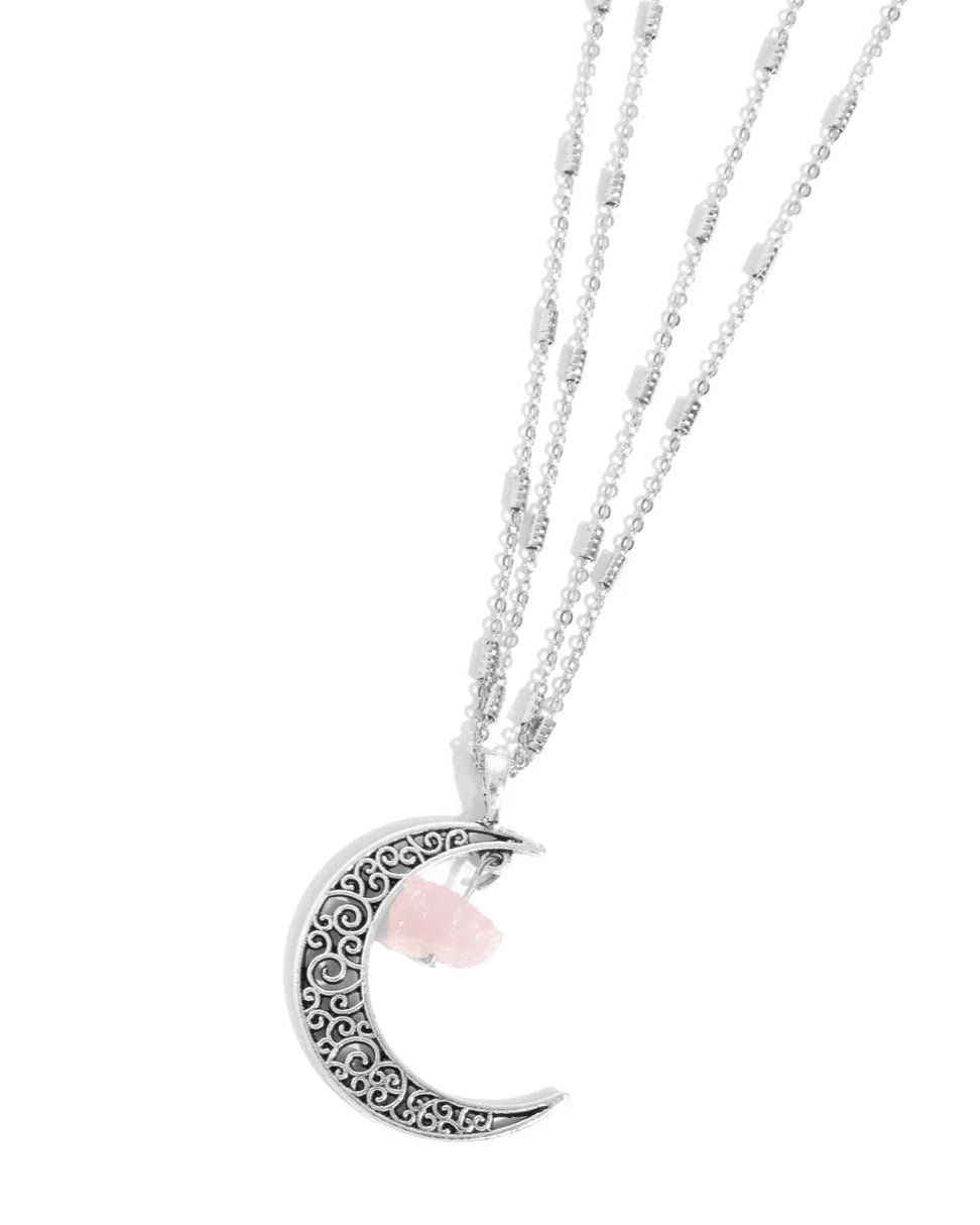 Paparazzi Necklaces - Crescent Charm - Pink