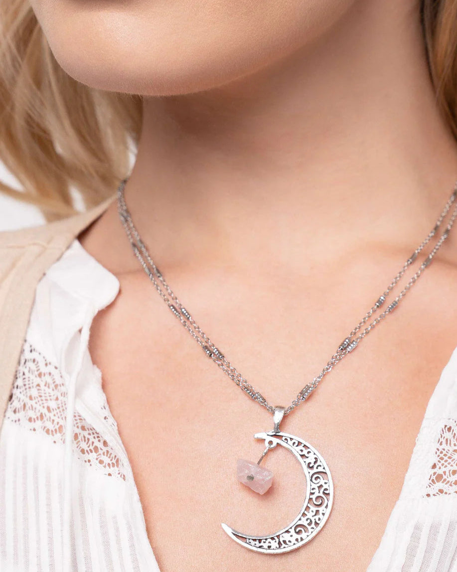 Paparazzi Necklaces - Crescent Charm - Pink