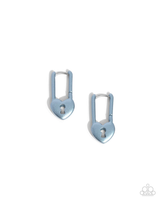 Paparazzi Earrings - Pampered Padlock - Blue