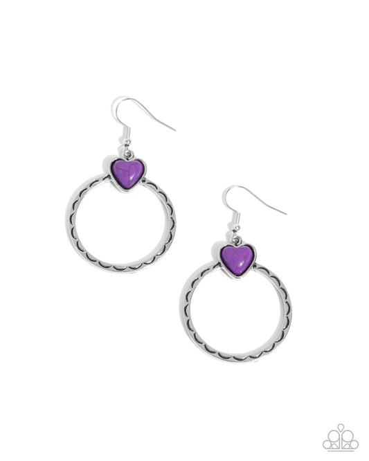 Paparazzi Earrings - Heart Holiday - Purple